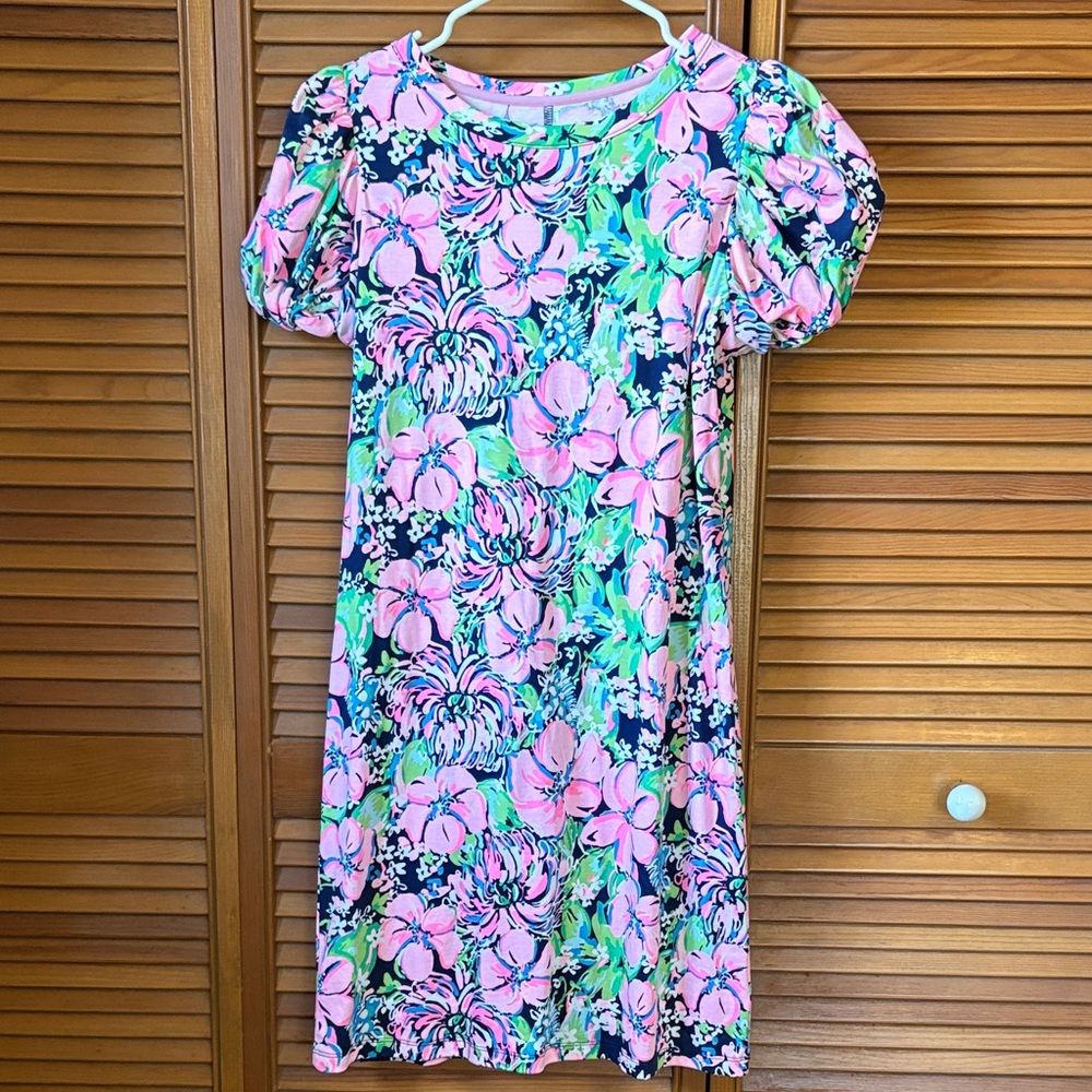 Lilly Pulitzer Vibrant Pink and Green Floral Dress
